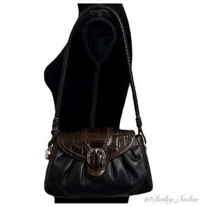 Vintage Brighton Keely Embossed Leather Shoulder Bag